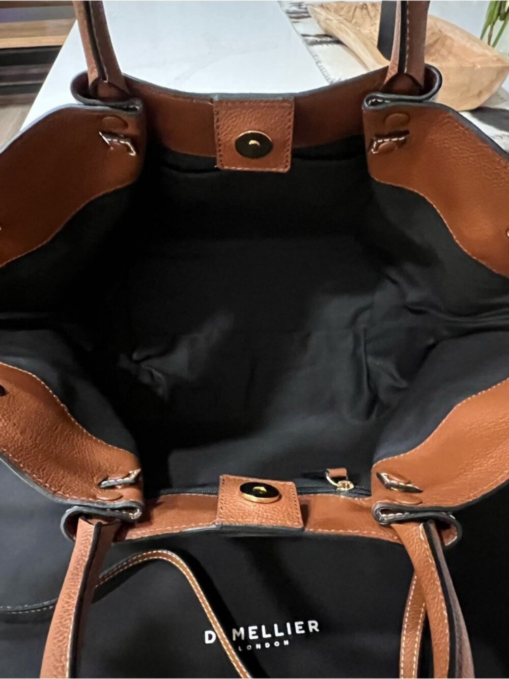 DeMellier London Cognac Leather Wing Satchel Midi Tote - Picture 7 of 7